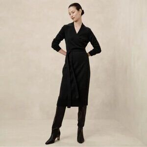 NWT - Wrap Midi Sweater Dress in BLACK/ Med
